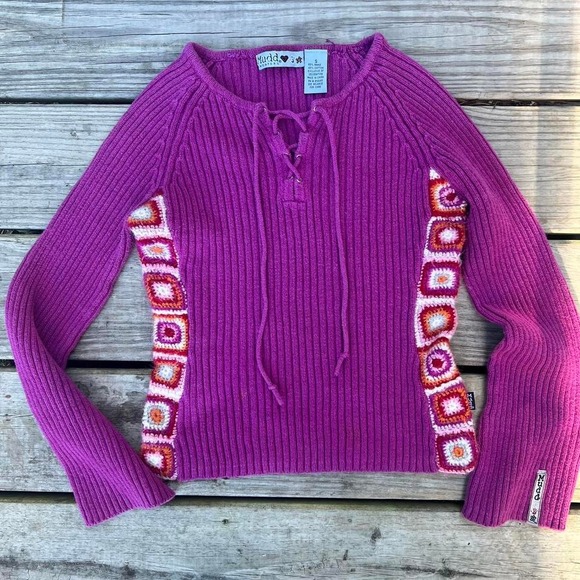 Mudd Clothing Tops - Rare Vintage‎ Y2K Mudd Patchwork Long Sleeve Knit Top